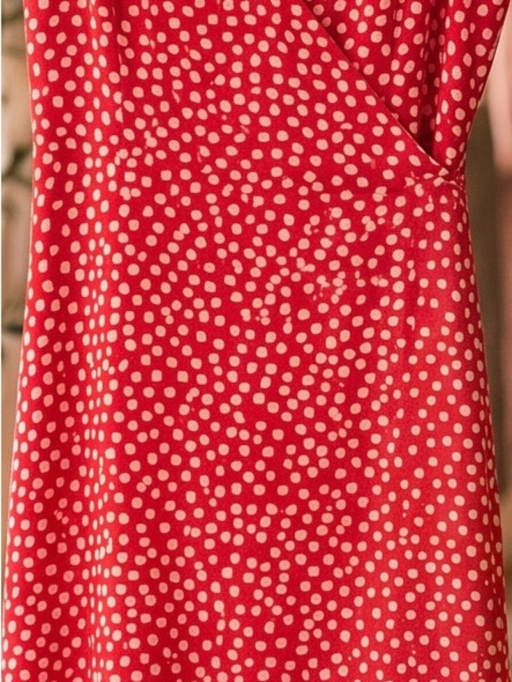 Reformation Red Polka Dot Wrap-Style Casual Dress